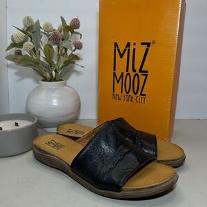 Miz Mooz New York Mae Leather Slide Sandals Black Women's EU 41/9.5-10